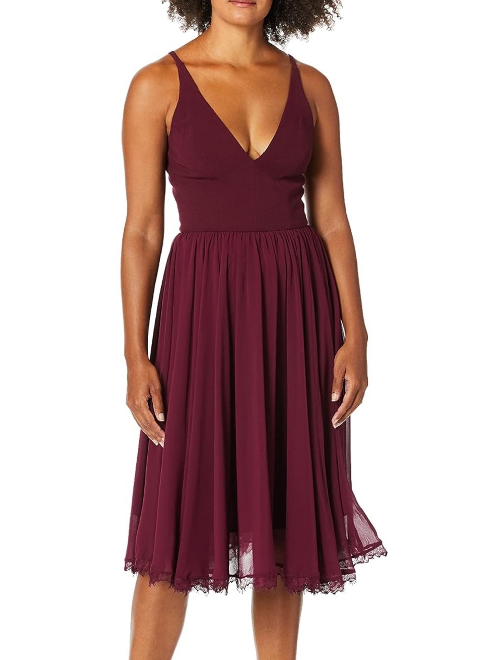Dress the Population Plum V-Neck Spaghetti Strap Dress
